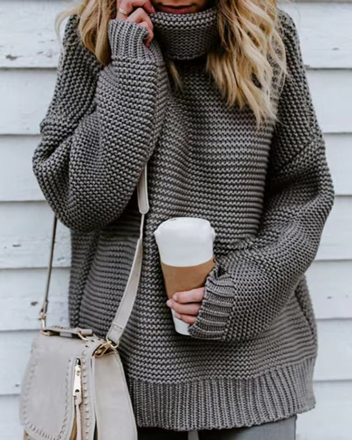 Women's Chunky Knit Oversized Turtleneck Jumper