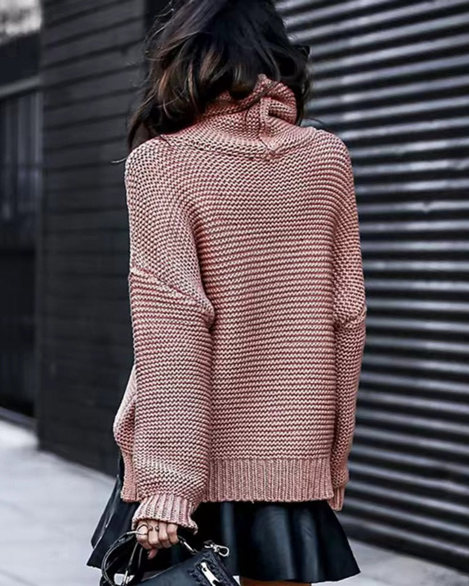 Women's Chunky Knit Oversized Turtleneck Jumper