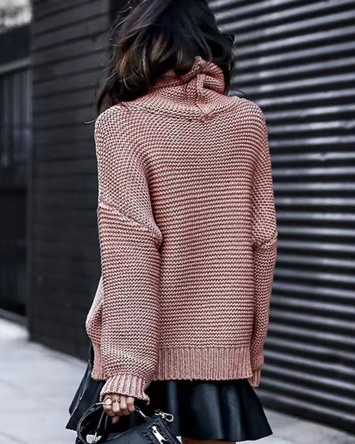 Women's Chunky Knit Oversized Turtleneck Jumper