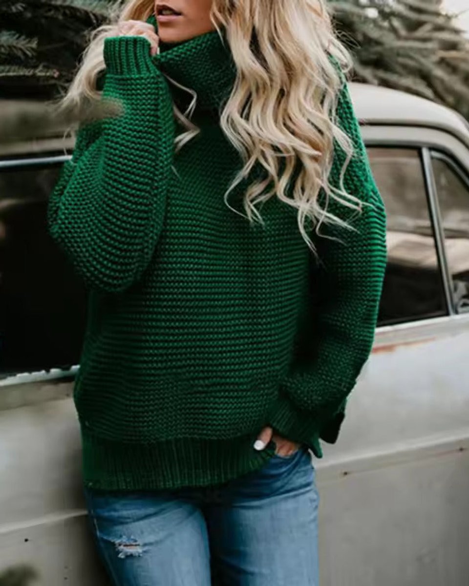 Women's Chunky Knit Oversized Turtleneck Jumper