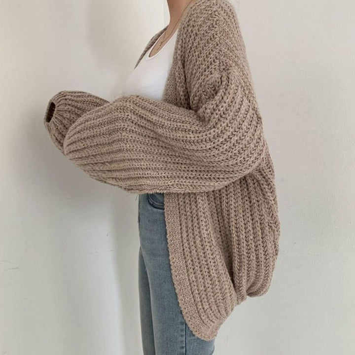 Women's Chunky Oversized Knit Cardigan Open Front Balloon Sleeve