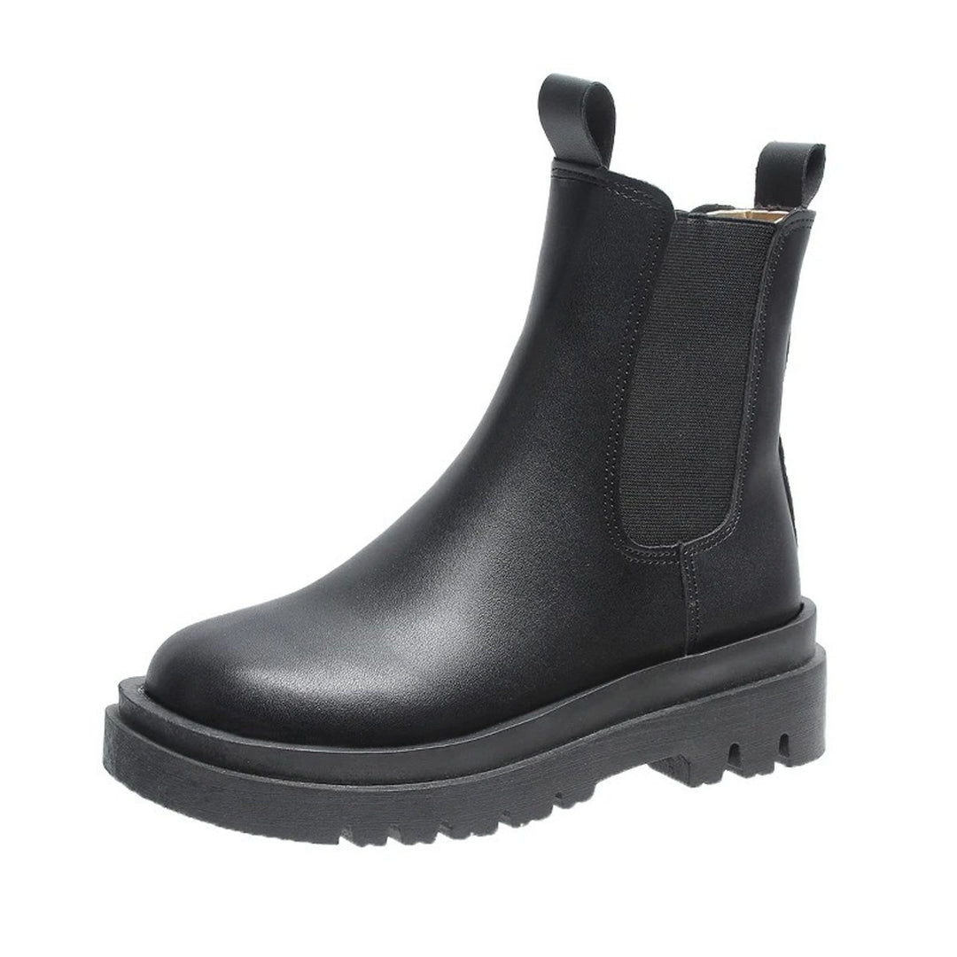Women's Chunky Platform Ankle Heeled Boots Chelsea Pull-On
