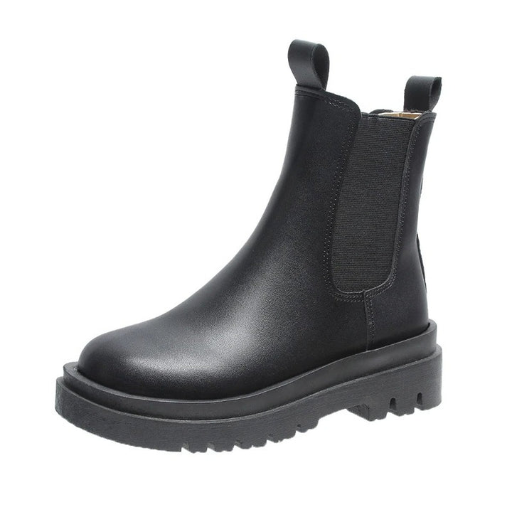 Women's Chunky Platform Ankle Heeled Boots Chelsea Pull-On
