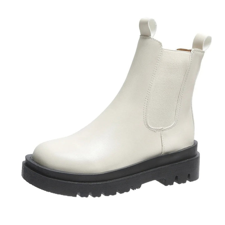 Women's Chunky Platform Ankle Heeled Boots Chelsea Pull-On