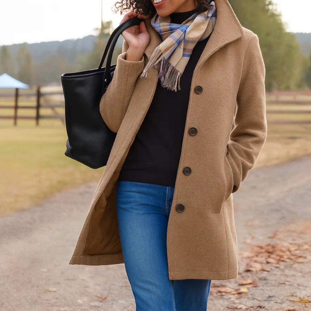 Women's Classic Button-Front Longline Wool-Look Winter Coat