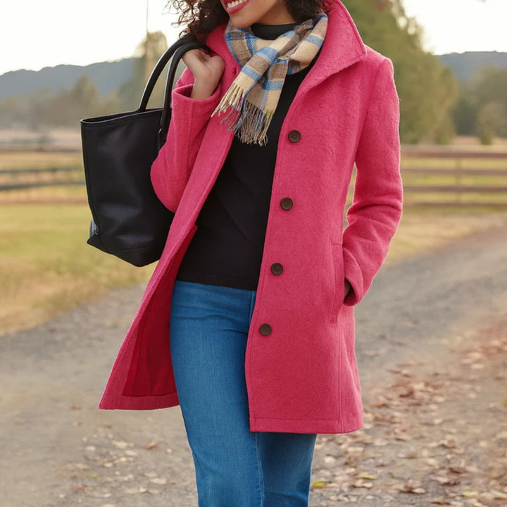 Women's Classic Button-Front Longline Wool-Look Winter Coat