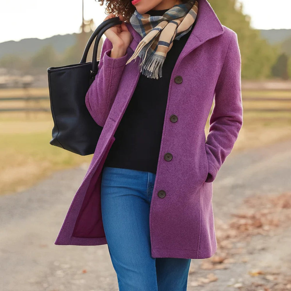 Women's Classic Button-Front Longline Wool-Look Winter Coat