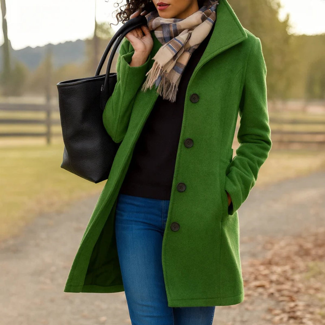 Women's Classic Button-Front Longline Wool-Look Winter Coat
