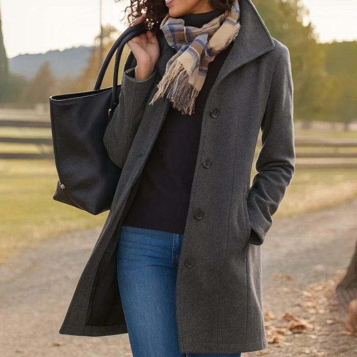 Women's Classic Button-Front Longline Wool-Look Winter Coat