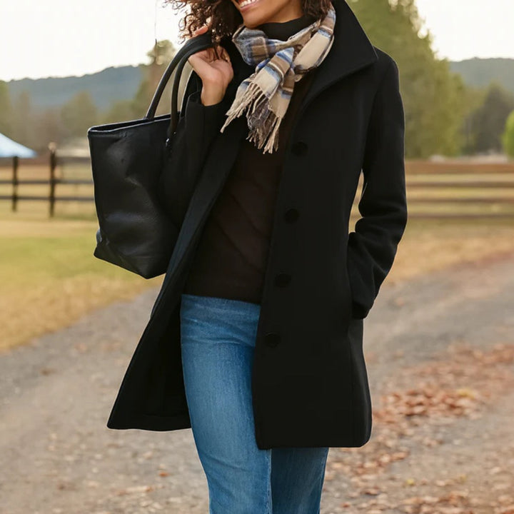 Women's Classic Button-Front Longline Wool-Look Winter Coat