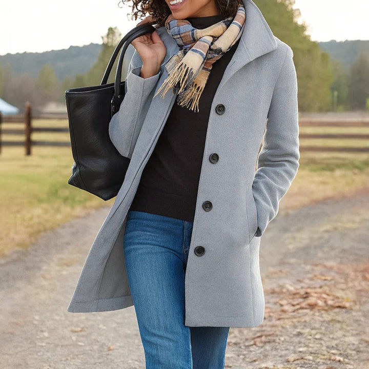 Women's Classic Button-Front Longline Wool-Look Winter Coat