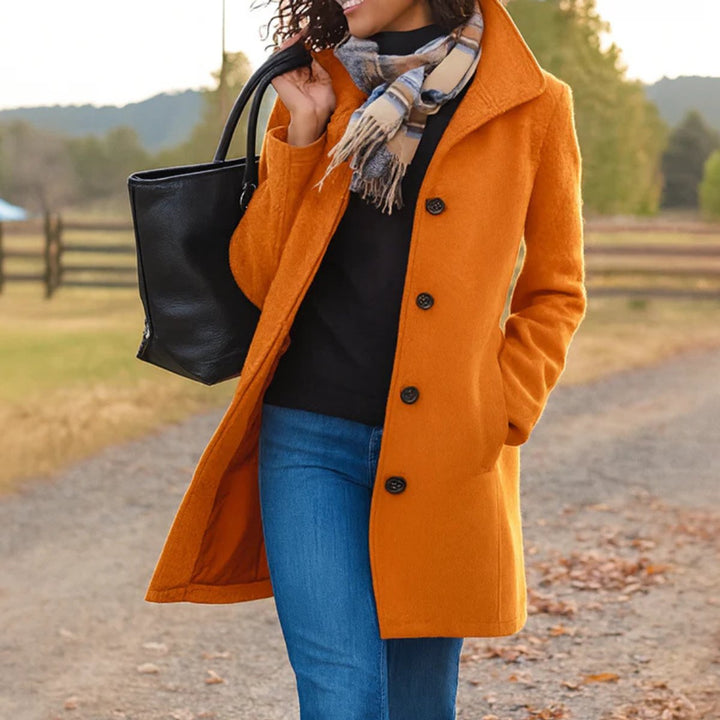 Women's Classic Button-Front Longline Wool-Look Winter Coat