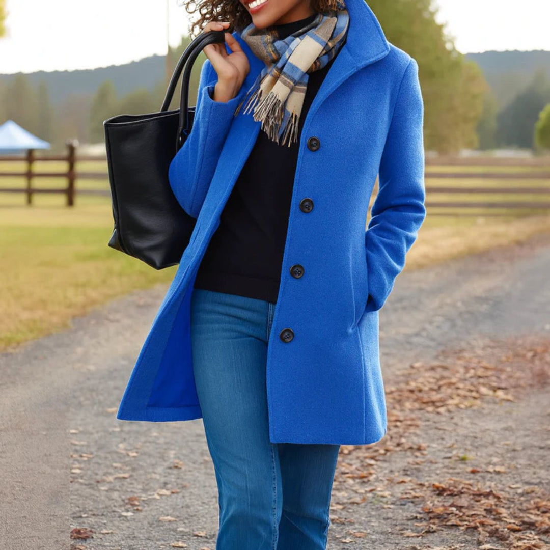 Women's Classic Button-Front Longline Wool-Look Winter Coat