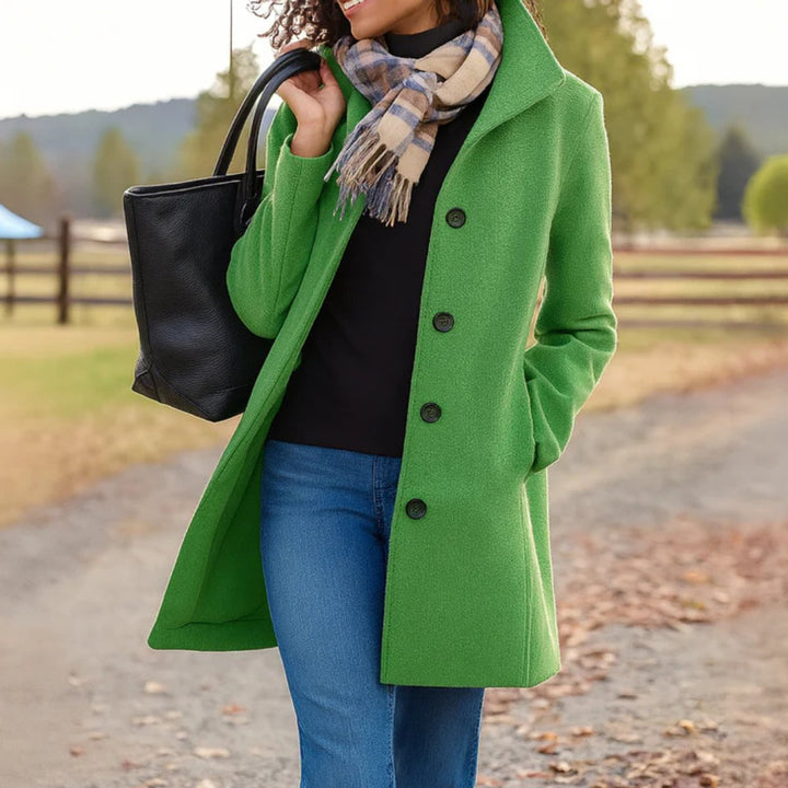 Women's Classic Button-Front Longline Wool-Look Winter Coat