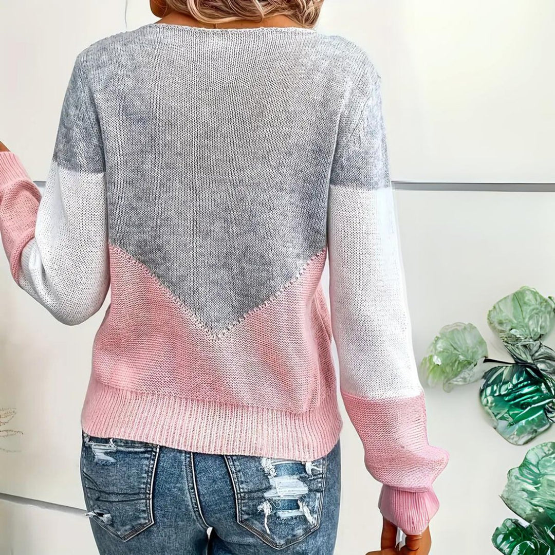 Women's Colour Block Open-Knit Relaxed-Fit Jumper