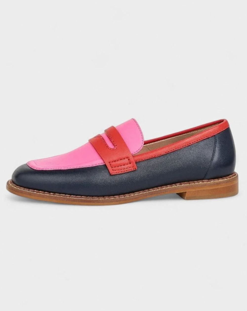 Women's Colourblock Slip-On Round-Toe Penny Loafers