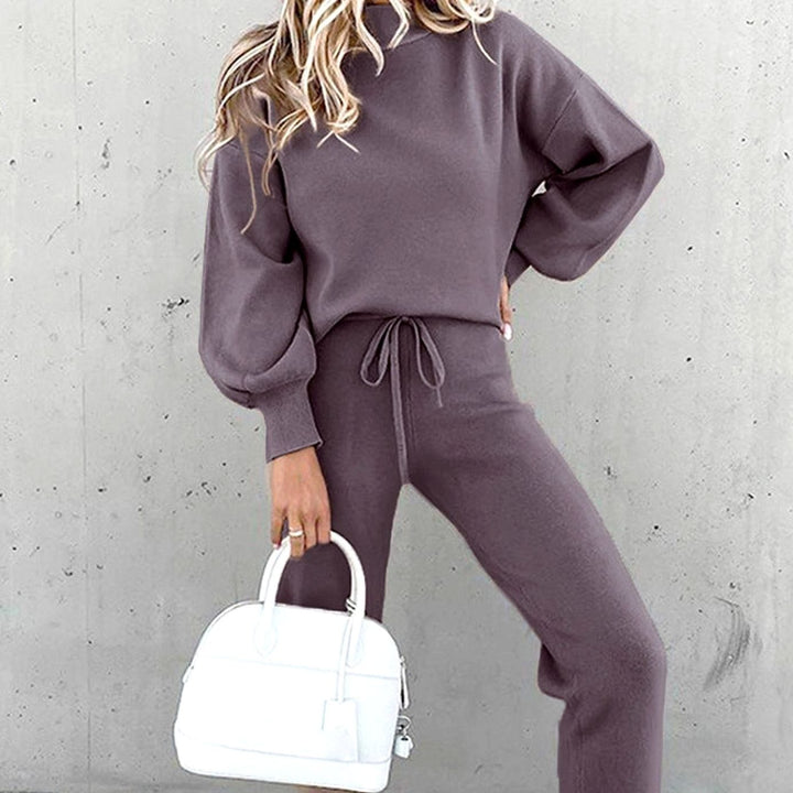 Women's Cosy Two-Piece Tracksuit Outfit Jogger Lounge Set - Purple