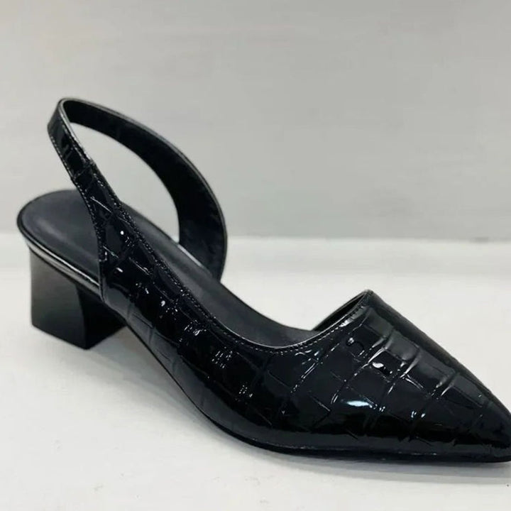 Women's Croc-Embossed Pointed-Toe Block-Heel Slingback Pumps