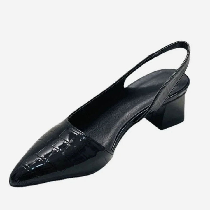 Women's Croc-Embossed Pointed-Toe Block-Heel Slingback Pumps