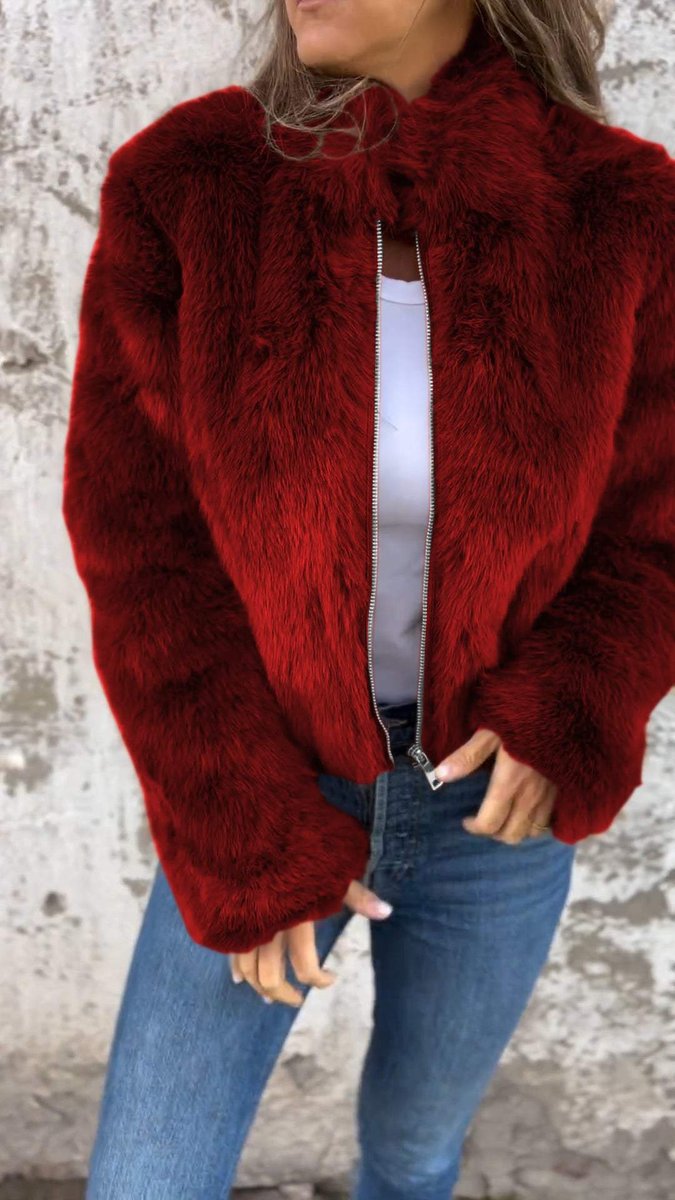 Women's Cropped Faux Fur Coat Open-Front Fluffy Jacket