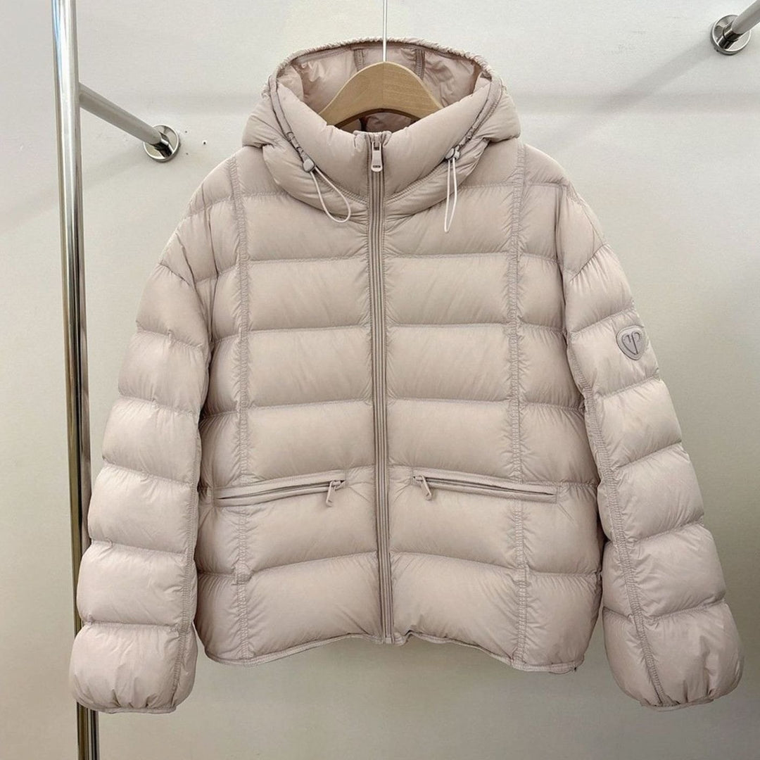 Women's Cropped Hooded Quilted Puffer Jacket Zip Pockets