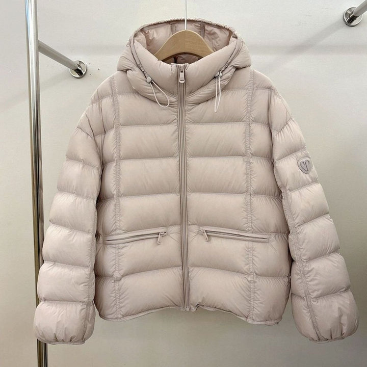 Women's Cropped Hooded Quilted Puffer Jacket Zip Pockets