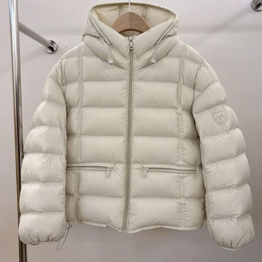 Women's Cropped Hooded Quilted Puffer Jacket Zip Pockets