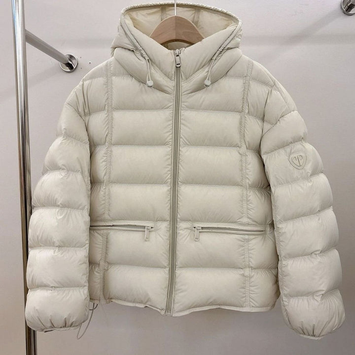 Women's Cropped Hooded Quilted Puffer Jacket Zip Pockets