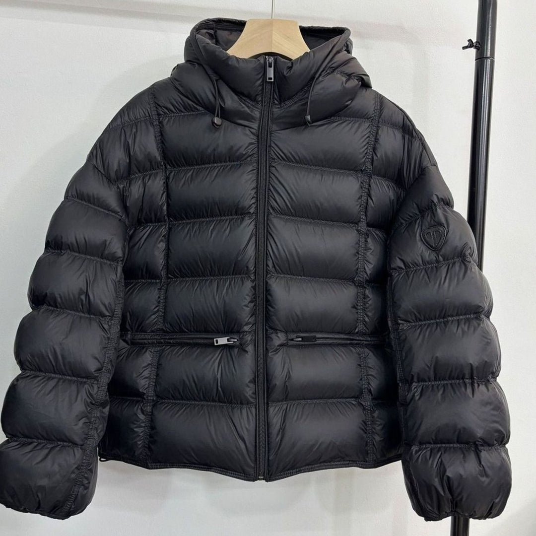 Women's Cropped Hooded Quilted Puffer Jacket Zip Pockets