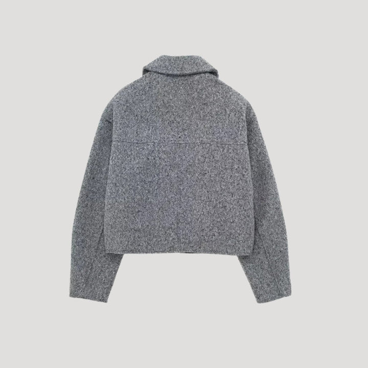 Women's Cropped Zip-Up Boucle Wool-Blend Jacket