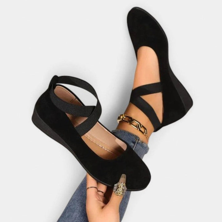 Women's Cross-Strap Flat Ballerina Shoes Elastic Ankle