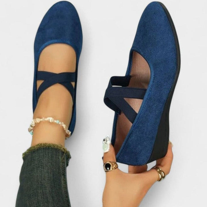 Women's Cross-Strap Flat Ballerina Shoes Elastic Ankle