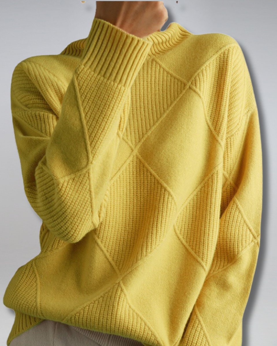 Women's Diamond-Knit Ribbed Turtleneck Jumper