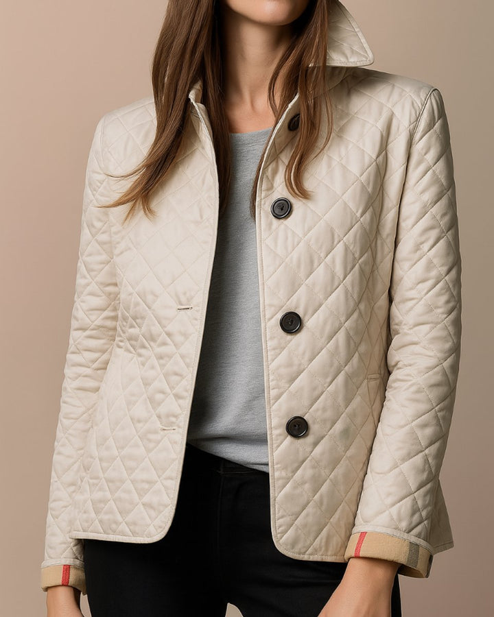 Women's Diamond-Quilted Button-Front Padded Coat - Beige