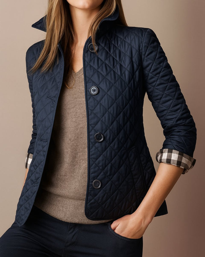 Women's Diamond-Quilted Button-Front Padded Coat - Blue