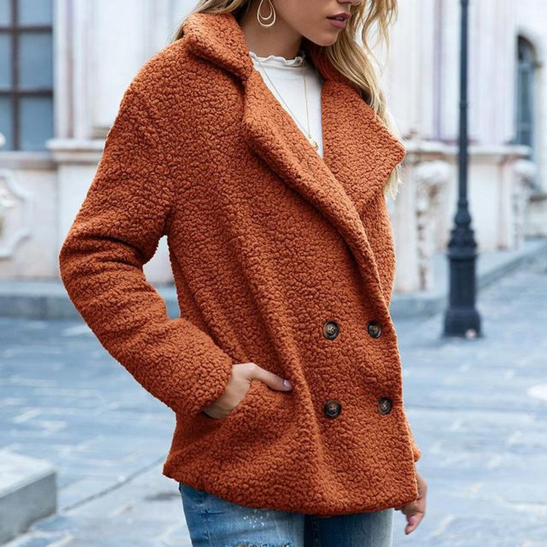 Women's Double-Breasted Loose-Fit Teddy Faux Fur Coat