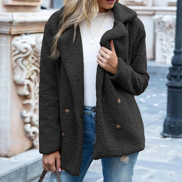 Women's Double-Breasted Loose-Fit Teddy Faux Fur Coat