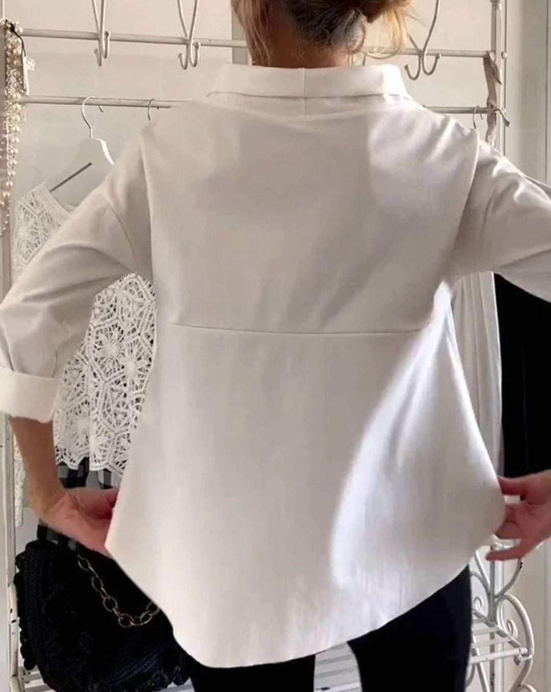 Women's Draped Cowl-Neck Three-Quarter Sleeve Relaxed Top
