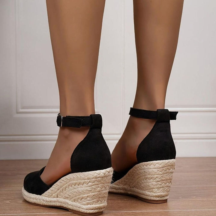 Women's Espadrille Wedge Ankle-Strap Closed-Toe Sandals