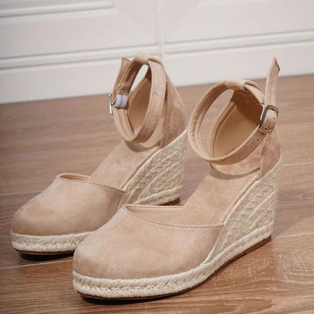 Women's Espadrille Wedge Ankle-Strap Closed-Toe Sandals