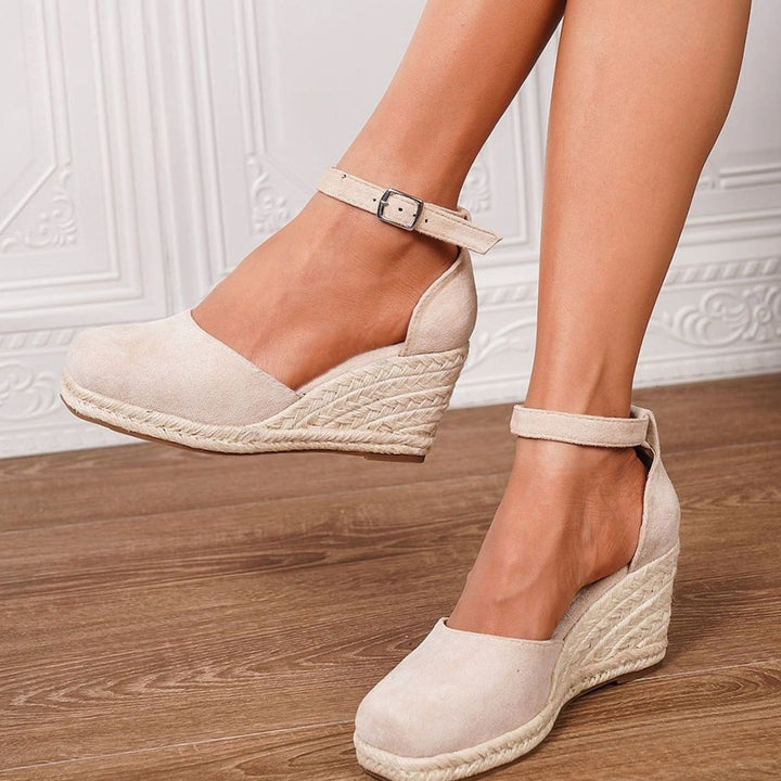 Women's Espadrille Wedge Ankle-Strap Closed-Toe Sandals