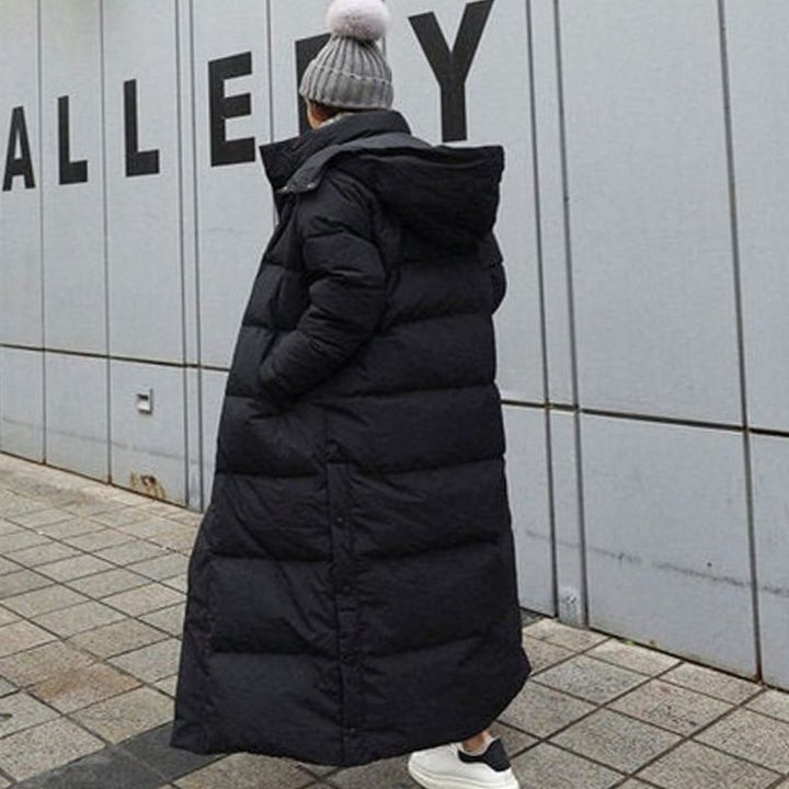 Women's Extra-Long Hooded Quilted Puffer Jacket Maxi Coat