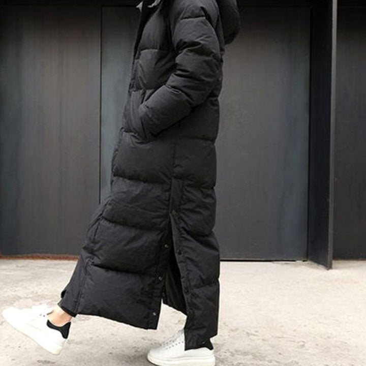 Women's Extra-Long Hooded Quilted Puffer Jacket Maxi Coat