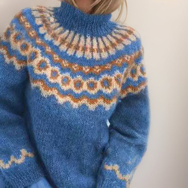 Women's Fair Isle Jacquard High-Neck Knitted Sweater