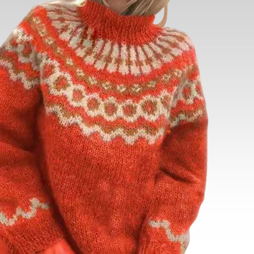 Women's Fair Isle Knit Rollneck Turtleneck Jumper