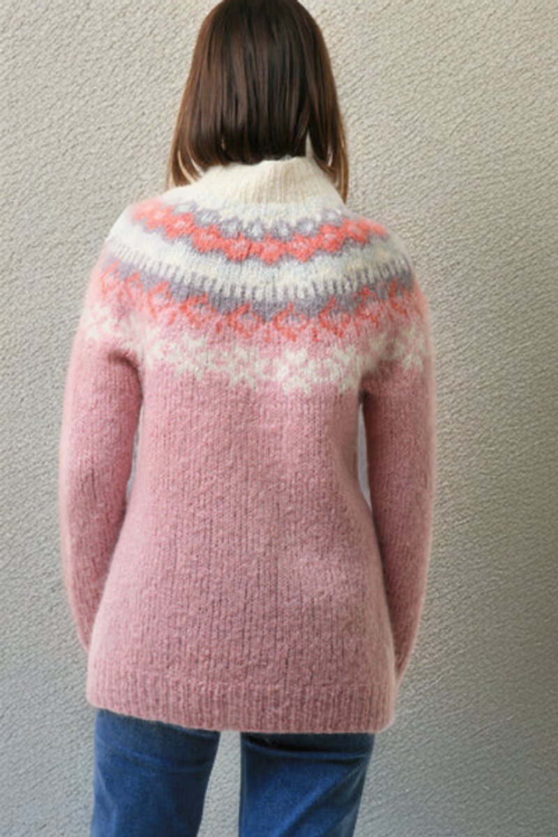 Women's Fair Isle Knit Turtleneck Jumper Oversized Fluffy
