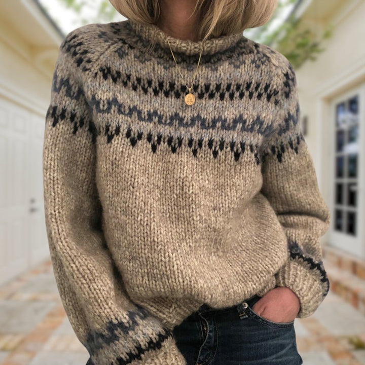 Women's Fair Isle Knitted Sweater Chunky Wool-Blend Jumper