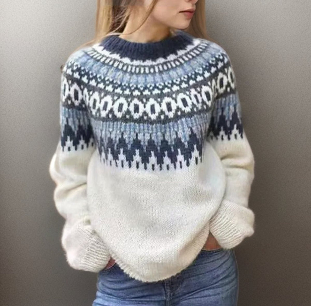 Women's Fair Isle Knitted Sweater Oversized Nordic Jumper