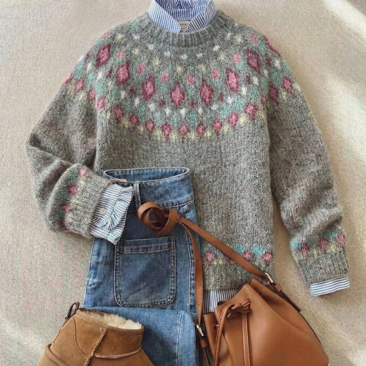 Women's Fair Isle Knitted Sweater Relaxed Nordic Jumper