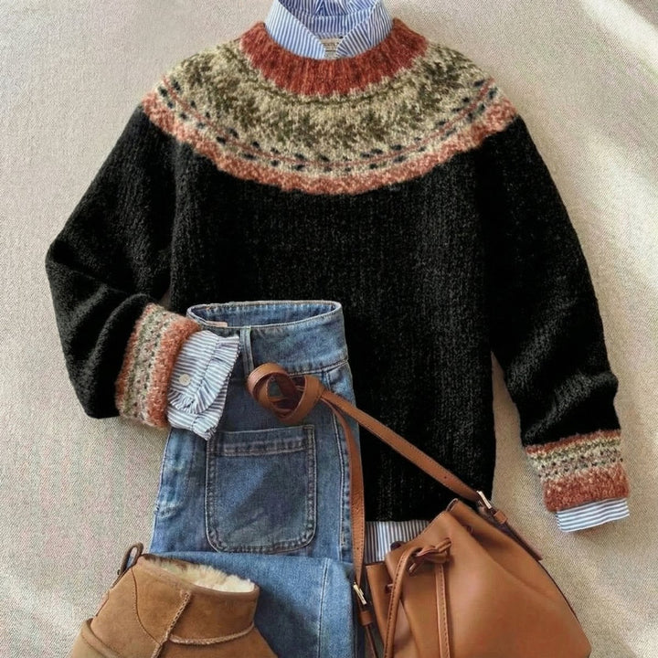 Women's Fair Isle Knitted Sweater Relaxed Nordic Jumper